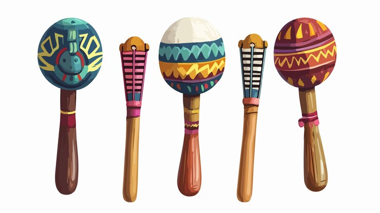 Vetor ilustração vetorial de desenho animado de instrumento musical maraca vibrante