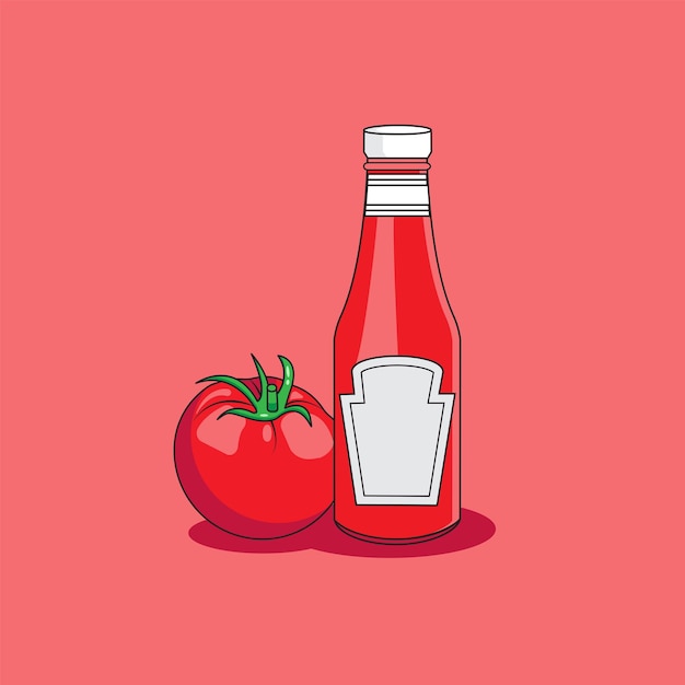 Ilustração vetorial de desenho animado de ketchup de tomate