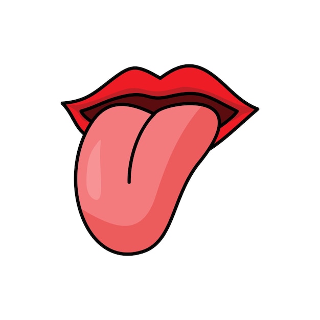 Ilustração vetorial de desenho animado de língua Cute Drawing of Tongue Cartoon Playful Mouth Organ Design
