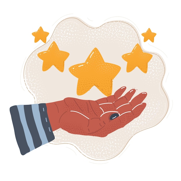Ilustração vetorial de desenho animado de mão feminina e estrela nele