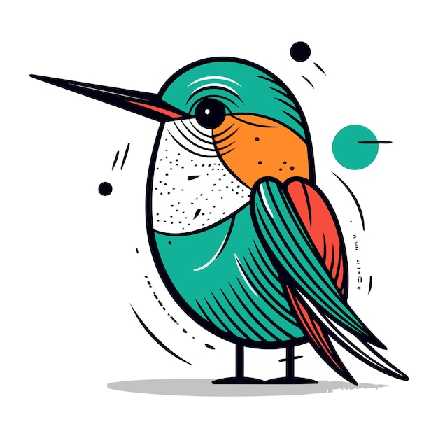 Vetor ilustração vetorial de desenho animado de pássaro colorido, personagem desenhado à mão