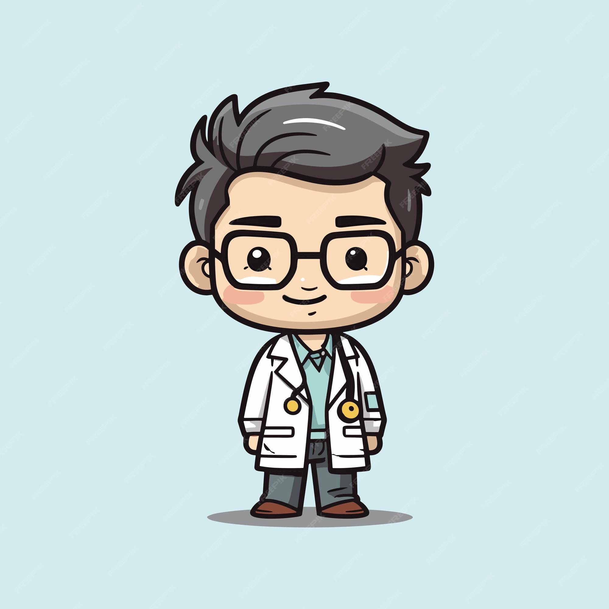 vetor de desenhos animados do ícone do jovem médico. assistência