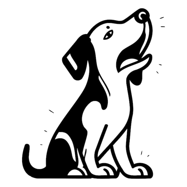 Vetor ilustração vetorial de desenho animado de um lindo cachorro beagle preto e branco