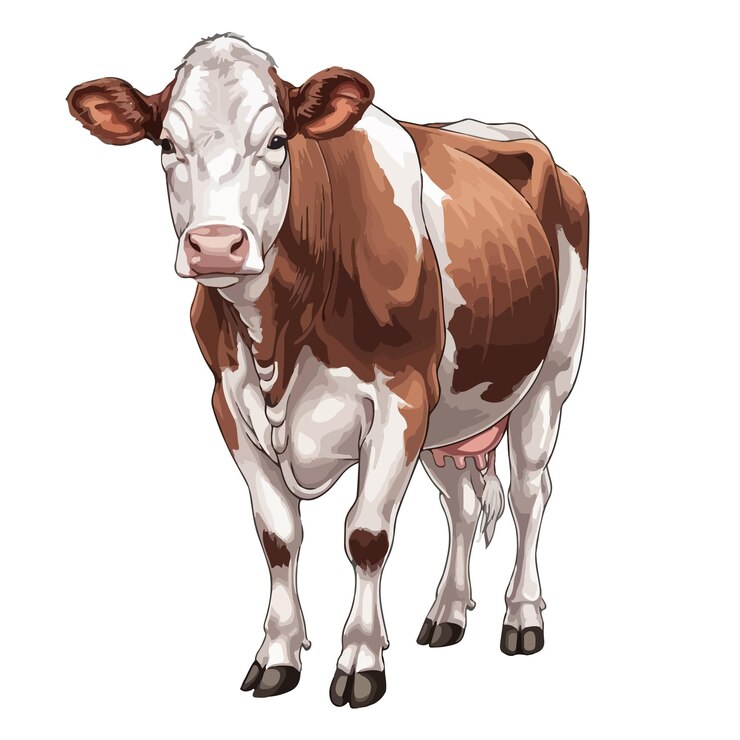 Vetor ilustração vetorial de desenho animado de vaca animal bonita