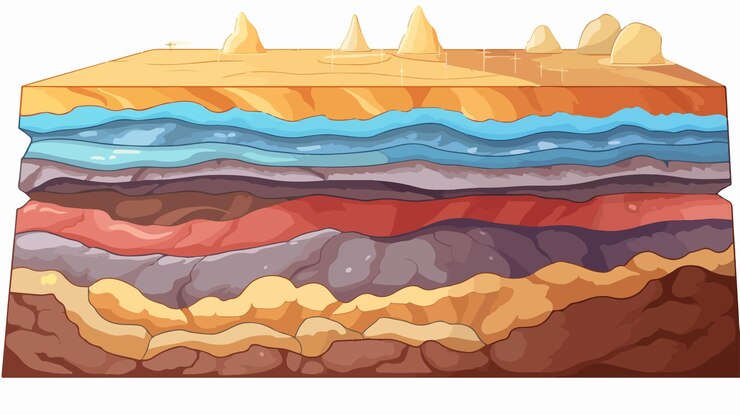 Vetor ilustração vetorial de desenho animado do conceito de camadas da terra