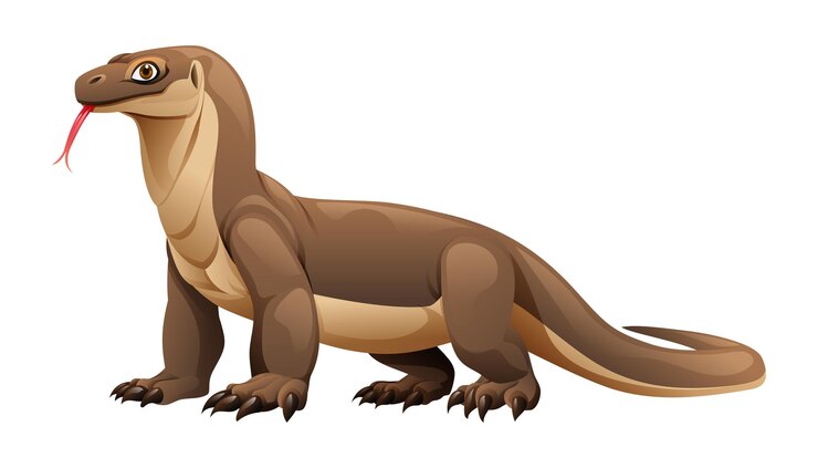 Vetor ilustração vetorial de desenho animado do dragão de komodo isolada em fundo branco