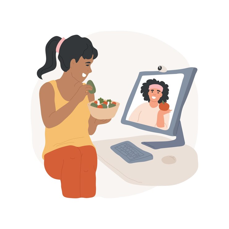 Vetor ilustração vetorial de desenho animado isolado de programa de dieta on-line
