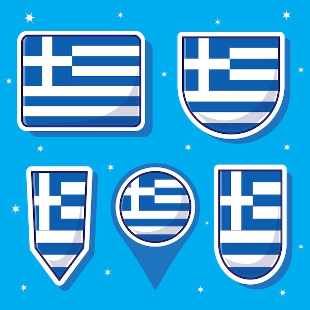 Vetor ilustração vetorial de desenho animado plano da bandeira nacional da grécia com muitas formas no interior