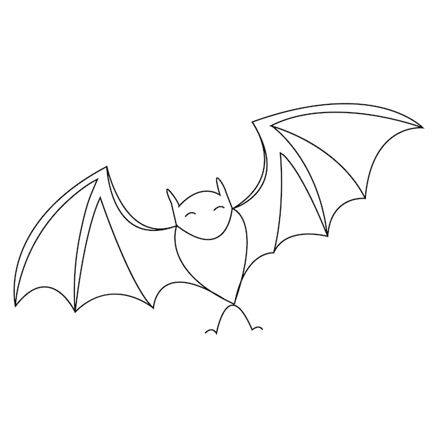 Ilustração vetorial de desenho de morcego bonito de arte de linha única contínua