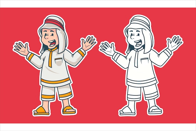 Vetor ilustração vetorial de desenho de personagem de menino árabe