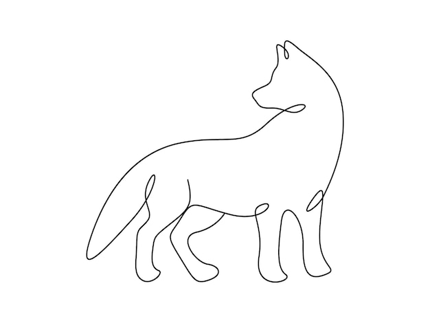 Ilustração vetorial de desenho de um lobo em uma linha contínua