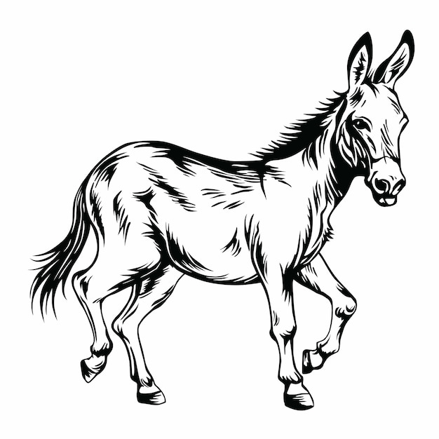 Ilustração vetorial de desenho estilizado de logotipo de burro