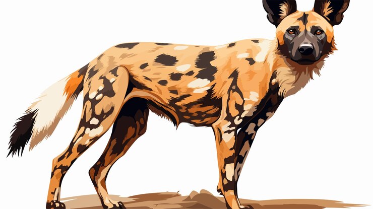 Vetor ilustração vetorial de desenhos animados de cães selvagens africanos para projetos de design