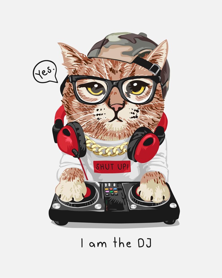 Vetor ilustração vetorial de desenhos animados de dj