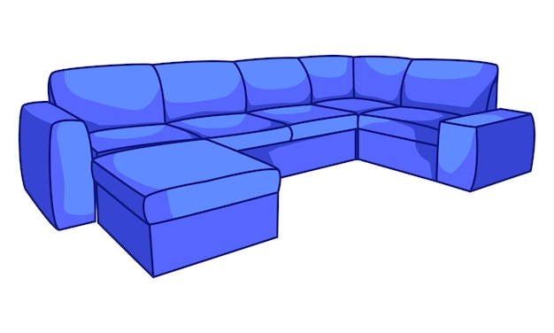 Vetor ilustração vetorial de desenhos animados de um sofá mobiliário confortável para design de interiores destacado em um ícone de modelo de sofá moderno de fundo branco