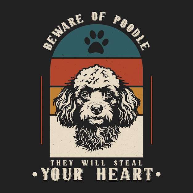 Vetor ilustração vetorial de design de camiseta retrô de cão poodle