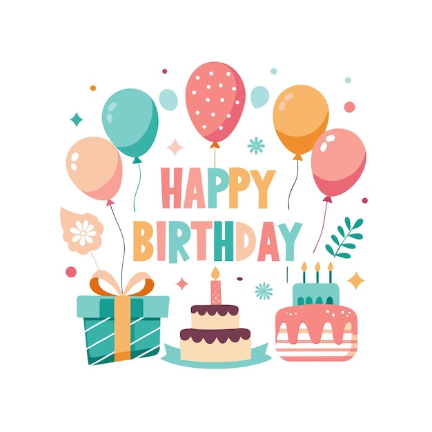 Ilustração vetorial de design de cartão de felicitações de aniversário