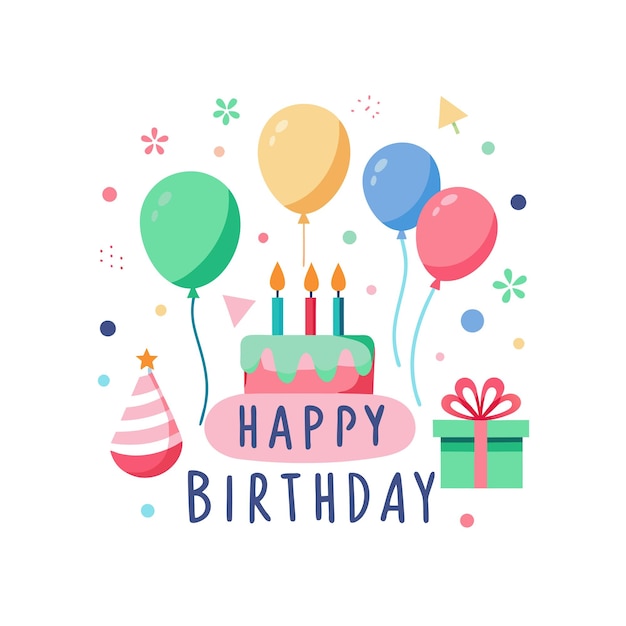 Ilustração vetorial de design de cartão de felicitações de aniversário