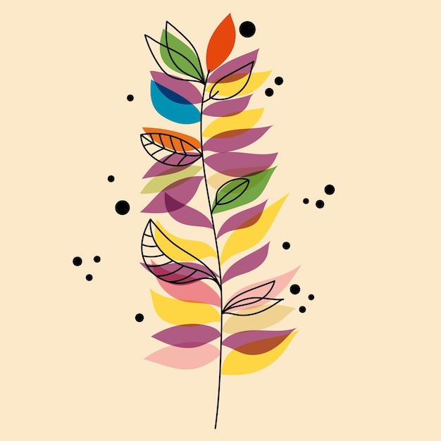 Vetor ilustração vetorial de design de flores coloridas em estilo minimalista com design de efeito de impressão riso