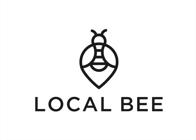 Ilustração vetorial de design de logotipo de abelha local