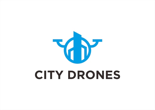 Ilustração vetorial de design de logotipo de cidade de drone