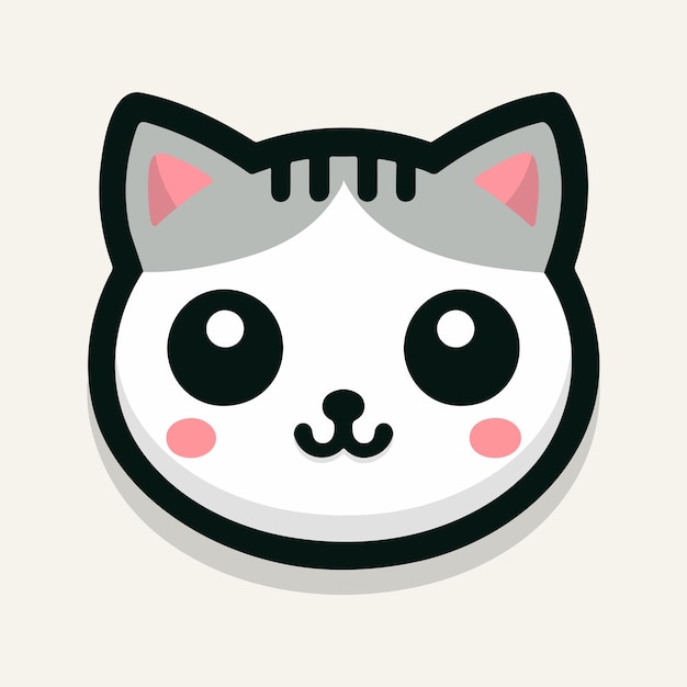Ilustração vetorial de design de logotipo de gato de cabeça minimalista