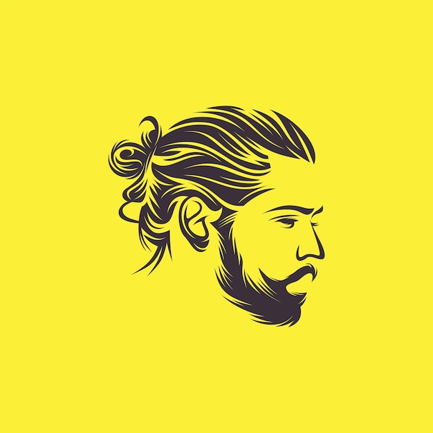 Ilustração vetorial de design de logotipo de homem de barba