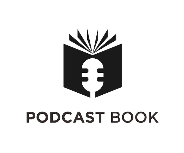 Ilustração vetorial de design de logotipo de livro de podcast