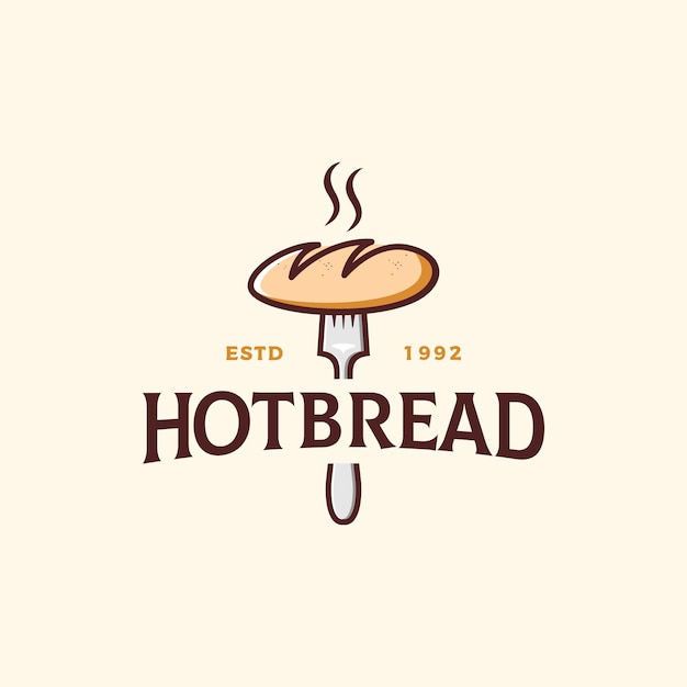 Ilustração vetorial de design de logotipo de pão quente