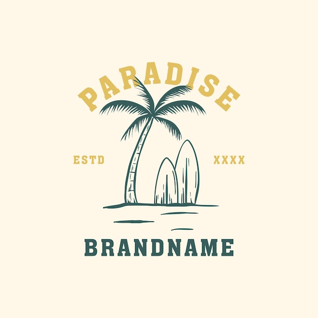 Vetor ilustração vetorial de design de logotipo de paraíso de praia