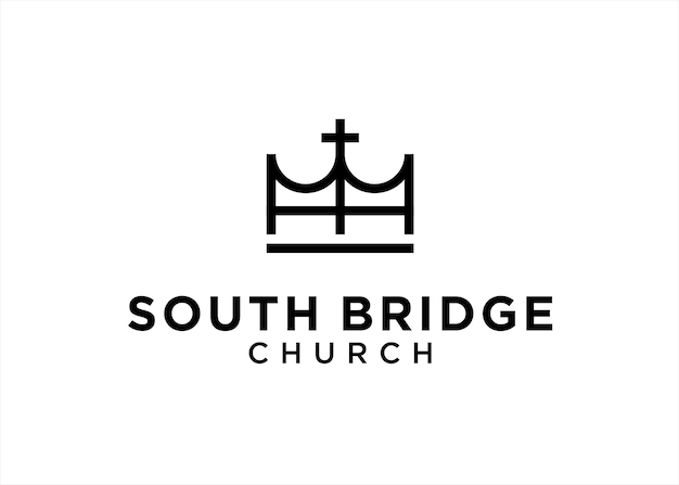 Ilustração vetorial de design de logotipo de ponte de igreja