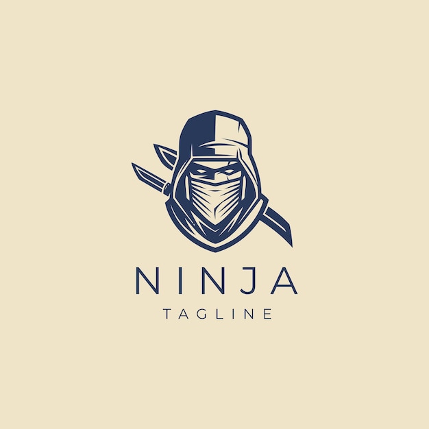 Ilustração vetorial de design de logotipo ninja