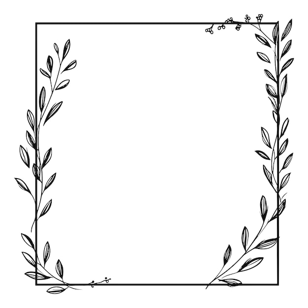 Vetor ilustração vetorial de design de moldura floral com flores e folhas