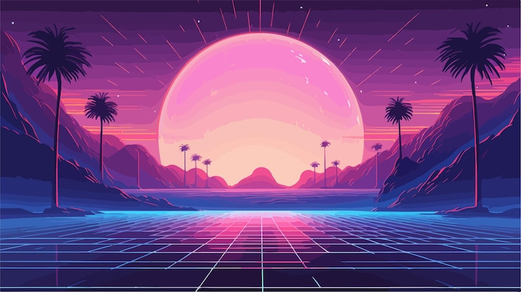 Vetor ilustração vetorial de design de retroondas futuristas