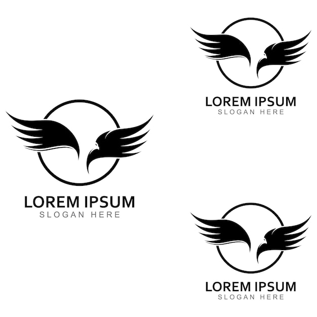 Ilustração vetorial de design de símbolo e logotipo do falcon eagle bird