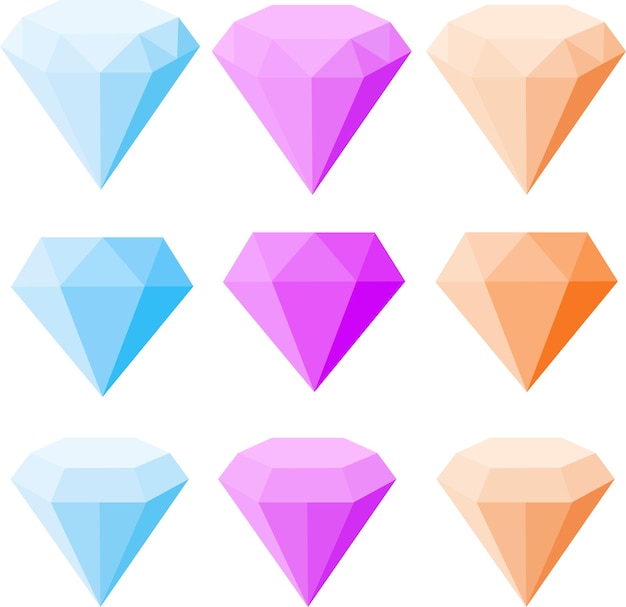 Vetor ilustração vetorial de diamantes azul púrpura laranja