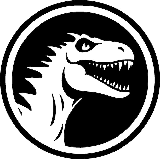 Ilustração vetorial de dinossauro preto e branco