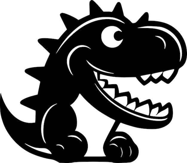 Vetor ilustração vetorial de dinossauro preto e branco