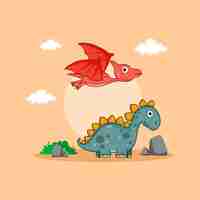 Vetor ilustração vetorial de dinossauros jurássicos bonitos