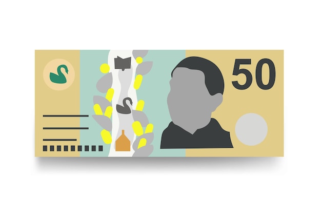 Vetor ilustração vetorial de dólar australiano conjunto de dinheiro da austrália notas de pacote dinheiro de papel 50 aud