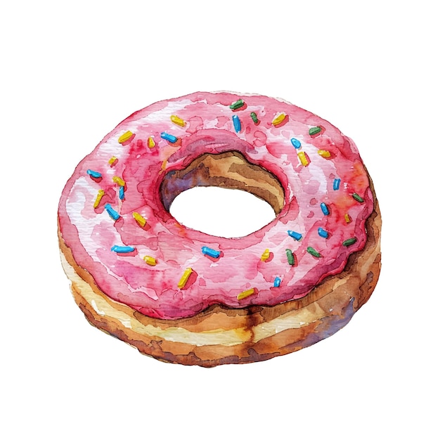 Vetor ilustração vetorial de donut bonita em estilo aquarela