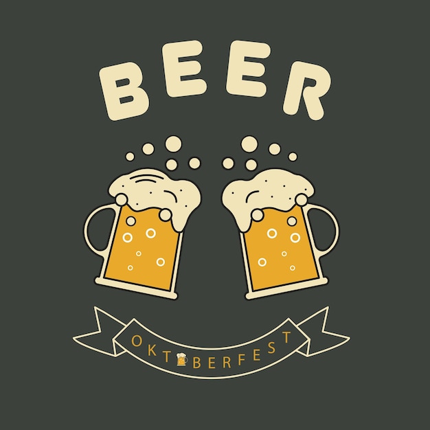 Ilustração vetorial de duas canecas de cerveja Vidro bebida alcoólica celebração espuma de gás bolhas festival festival outono comida de rua cultura alemã conceito Oktoberfest Ícone de linha vetorial para negócios