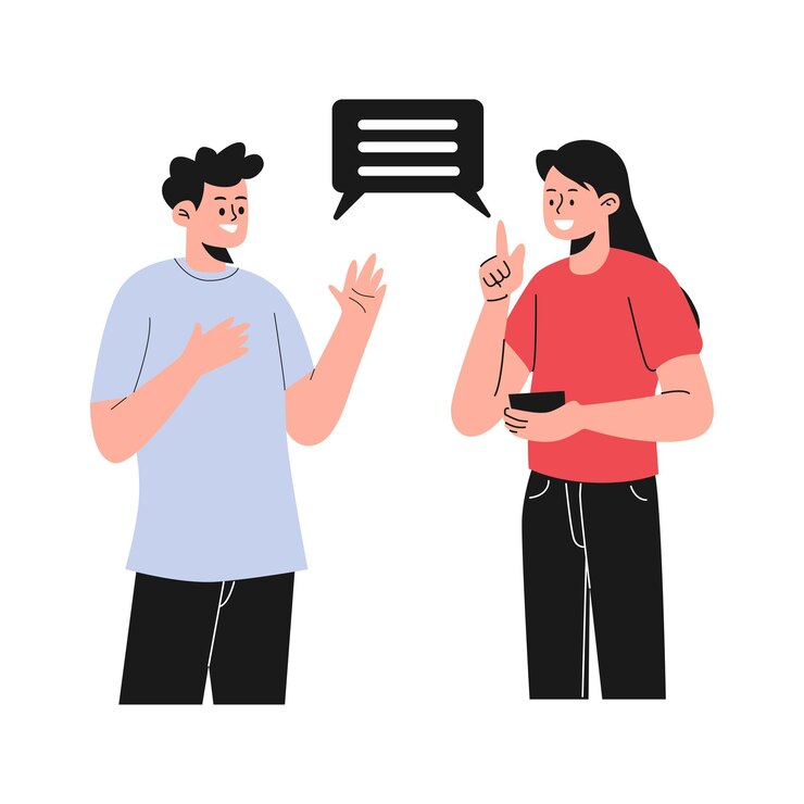 Ilustração vetorial de duas pessoas a falar