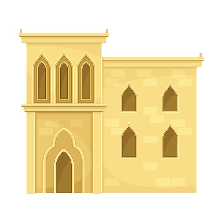Vetor ilustração vetorial de edifício de dois andares da casa árabe tradicional do oriente médio