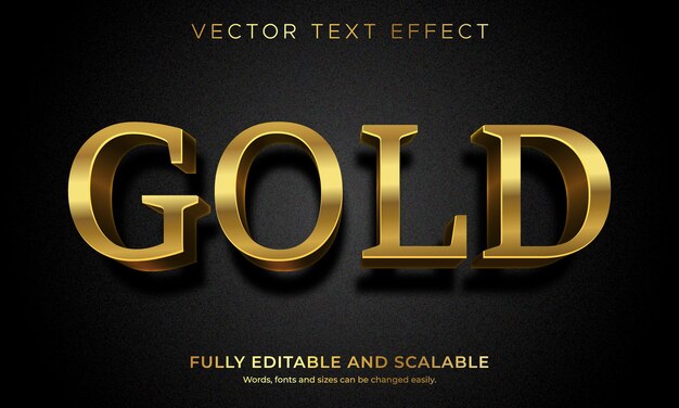 Ilustração vetorial de efeito de texto dourado