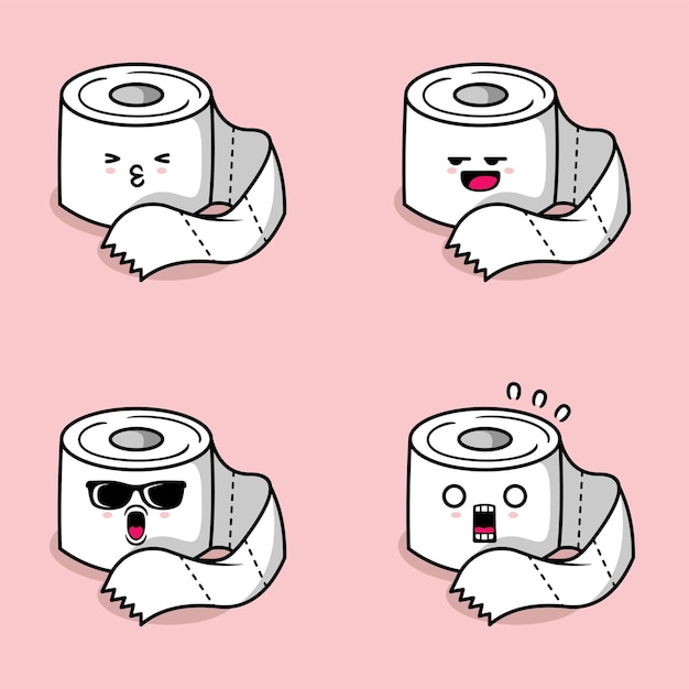 Ilustração vetorial de emoji de papel higiênico fofo