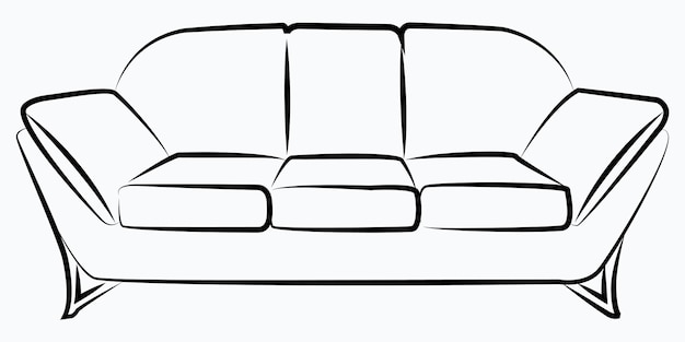 Vetor ilustração vetorial de esboço de arte de linha do sofá