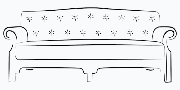 Vetor ilustração vetorial de esboço de arte de linha do sofá