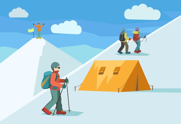 Ilustração vetorial de escalada de montanha