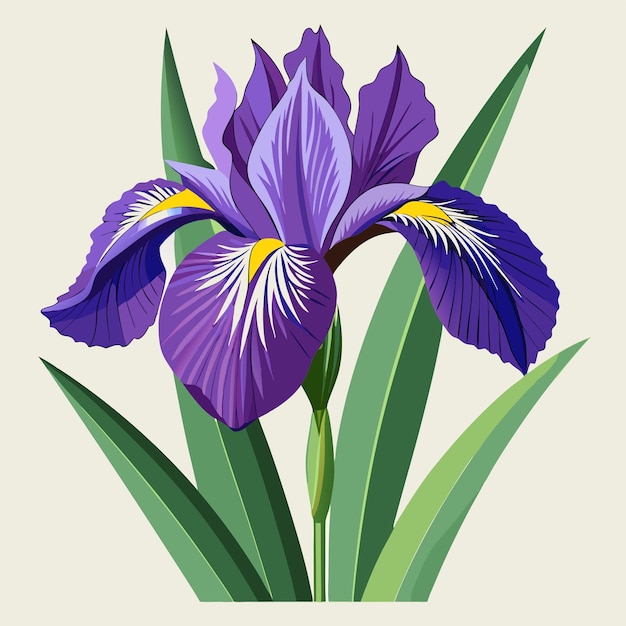 Ilustração vetorial de estilo desenho animado de clipart de flor de íris